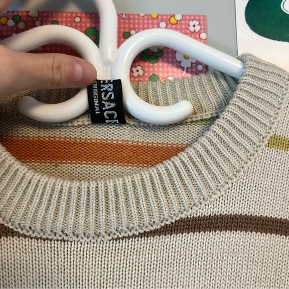 VERSACE VINTAGE Striped Designer Knit Sweater / Crew Neck - Picture 7 of 13